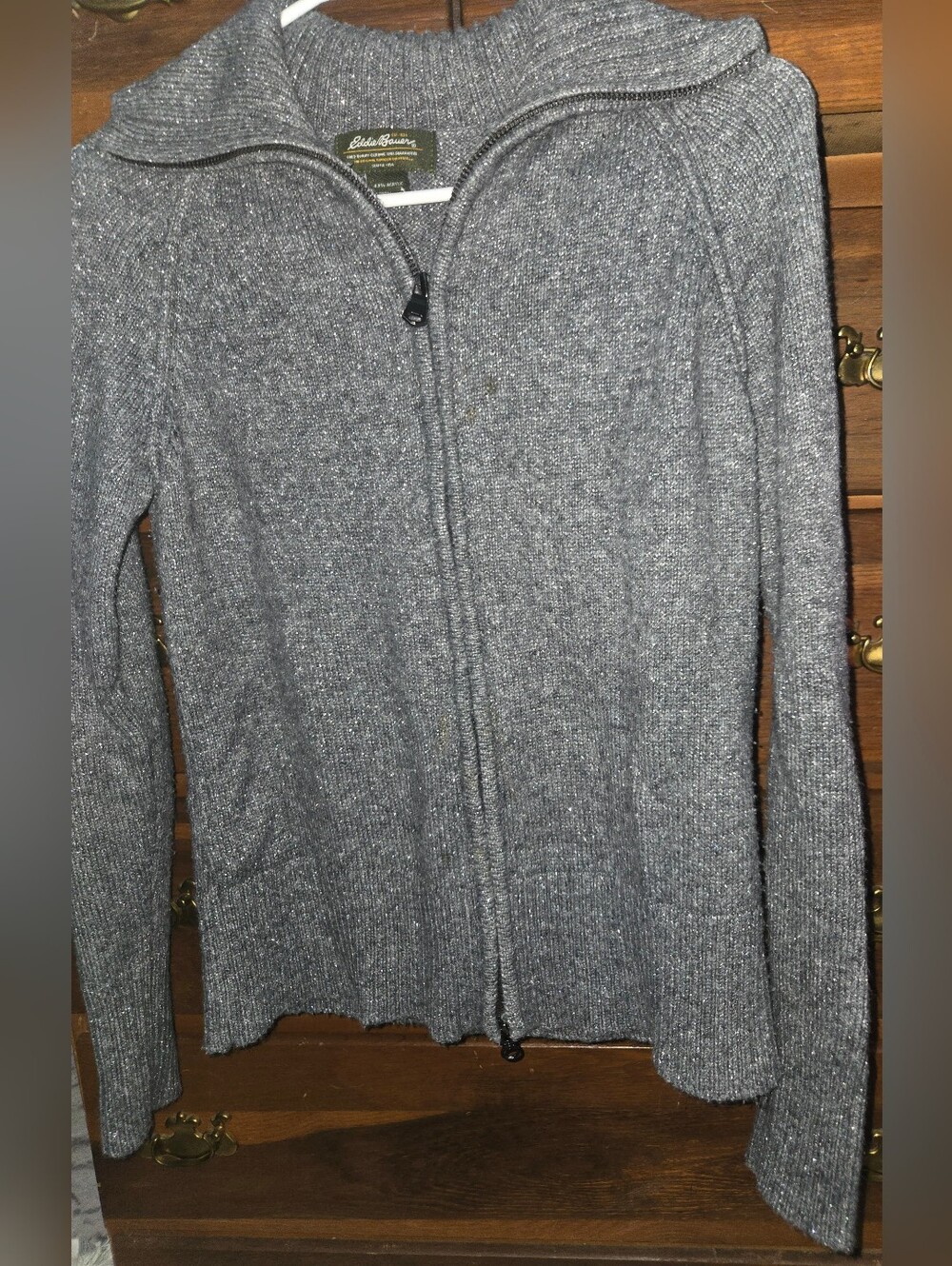 Eddie Bauer Gray Zip-Up Knit Jacket - Picture 3 of 12